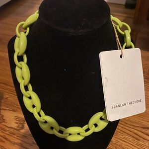 NWT $200 Scalan Theodore Neon Green Italian Resin Chain Link Choker Designer